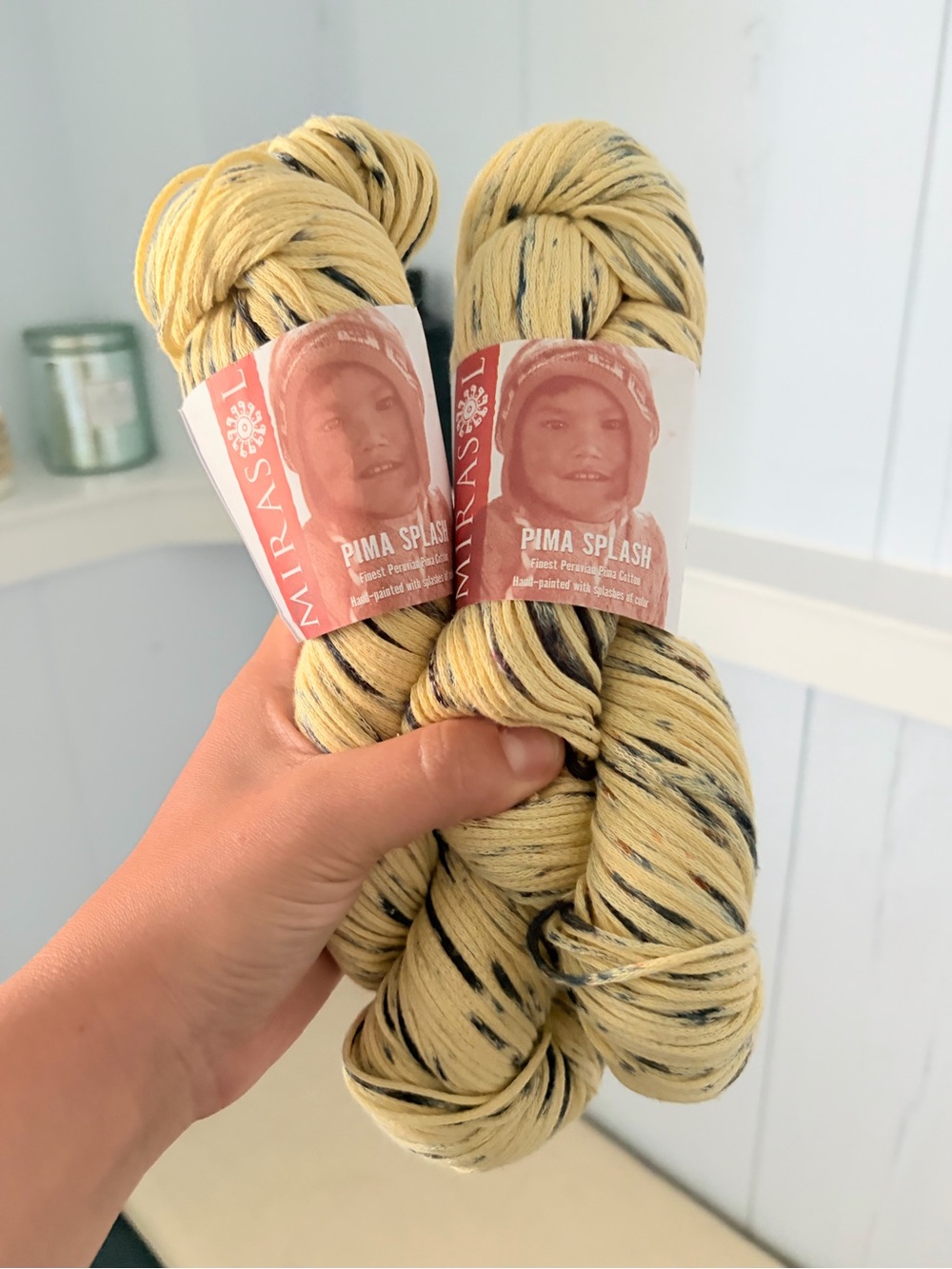 NWT 2 Mirasol Pima Cotton Yarn Skeins in Magnolia: Yellow & Dark Navy